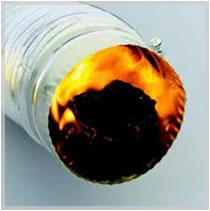 Dryer vent hose, specifically a flexible type, potentially clogged with lint and debris.